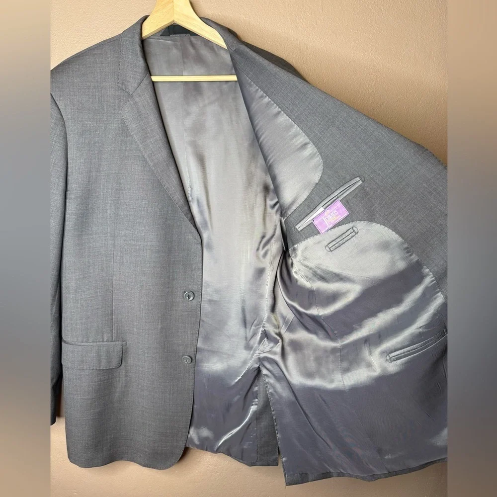 Baroni Men's Gray 100% Wool Classic Suit Coat Blazer Size 46L Special Event